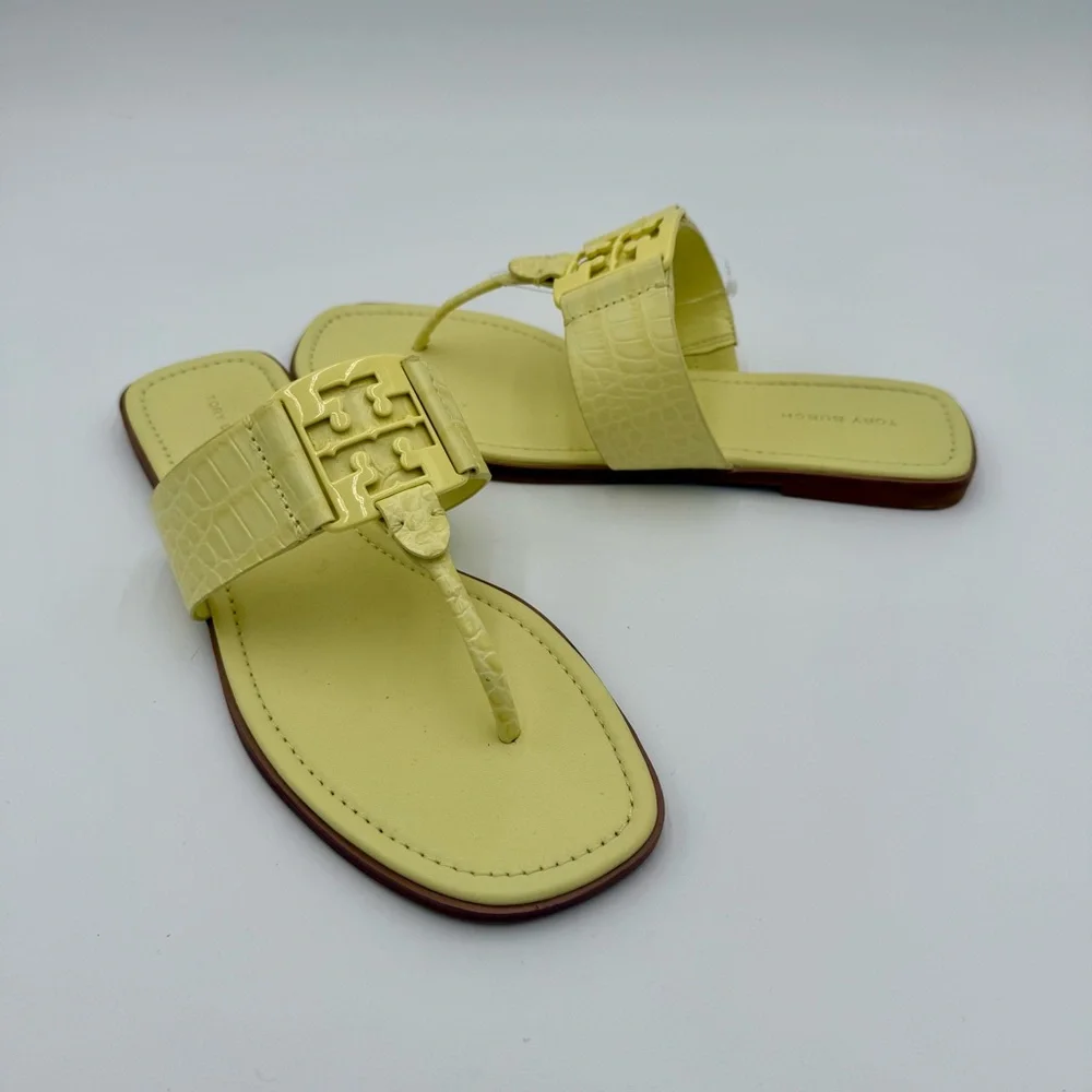 Tory Burch Georgia Leather Croc Embossed Thong Flip Flop Sandals Casual 9‎ NWOT